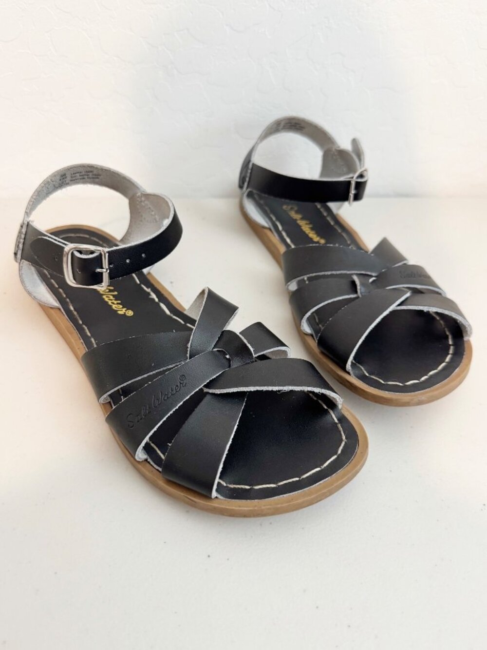 Salt Water Original Sandals Womens Size 6 Black Water Friendly Leather Coastal - Picture 3 of 12